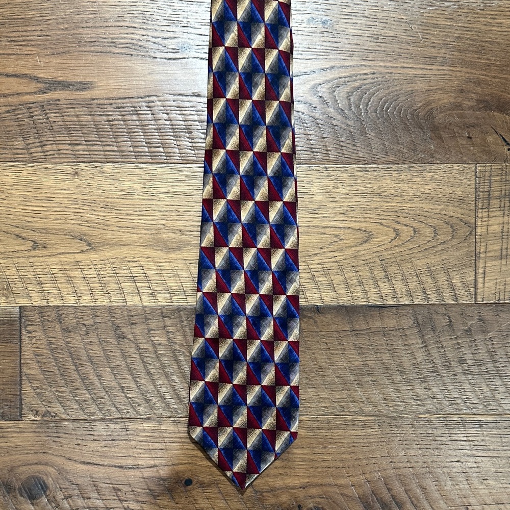 Nordstrom JZ Richard’s Geometric Patterned Silk Tie in Red, Blue, and Gold - Picture 5 of 6